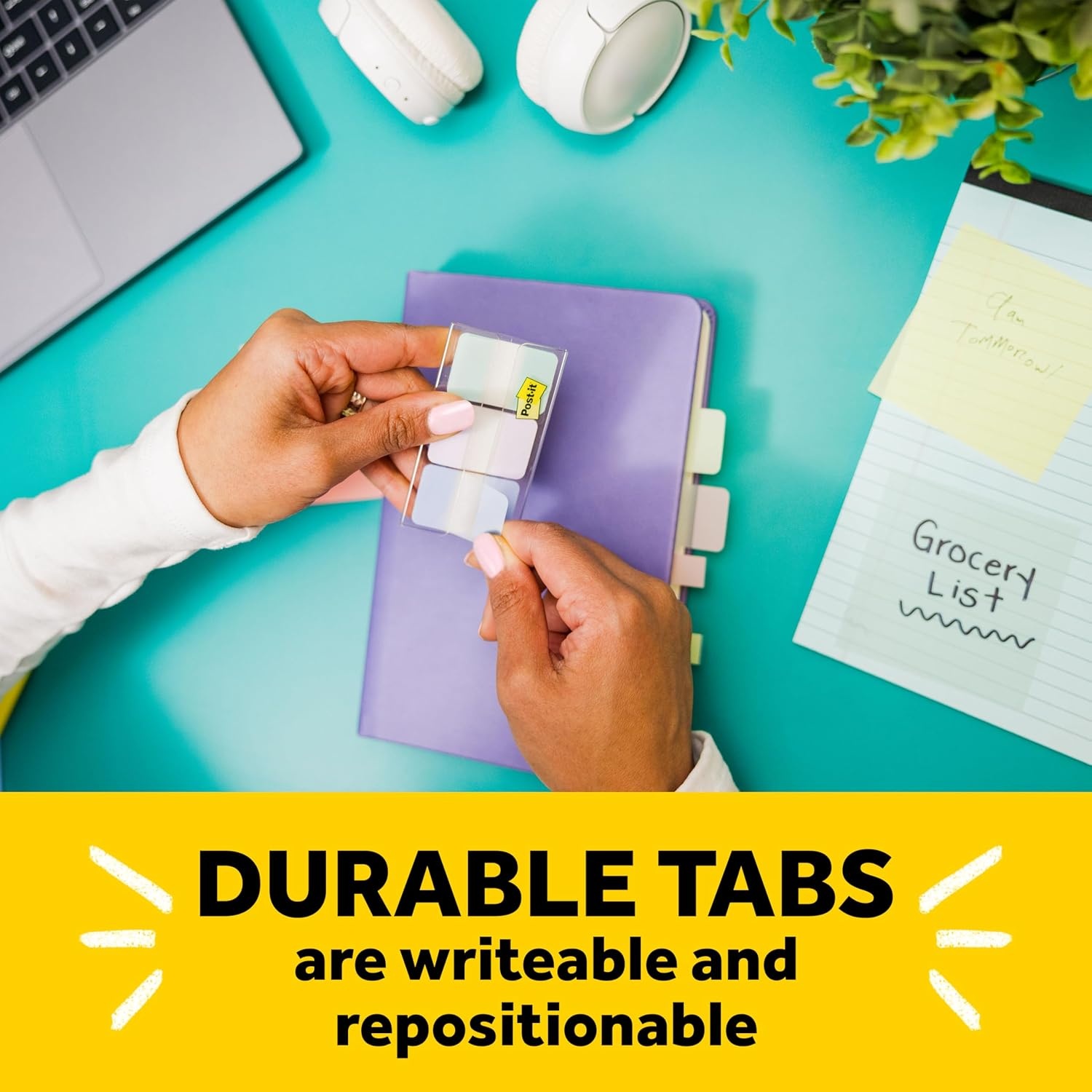 image:imagePostit Sticky Tabs 1 in x 15 in 3 Pads of Book Tabs in Assorted Cool Pastel Colors for Bookmarking Annotating Reading and Reminders Blue Purple and Green Colors 36 Total CountCool Pastels