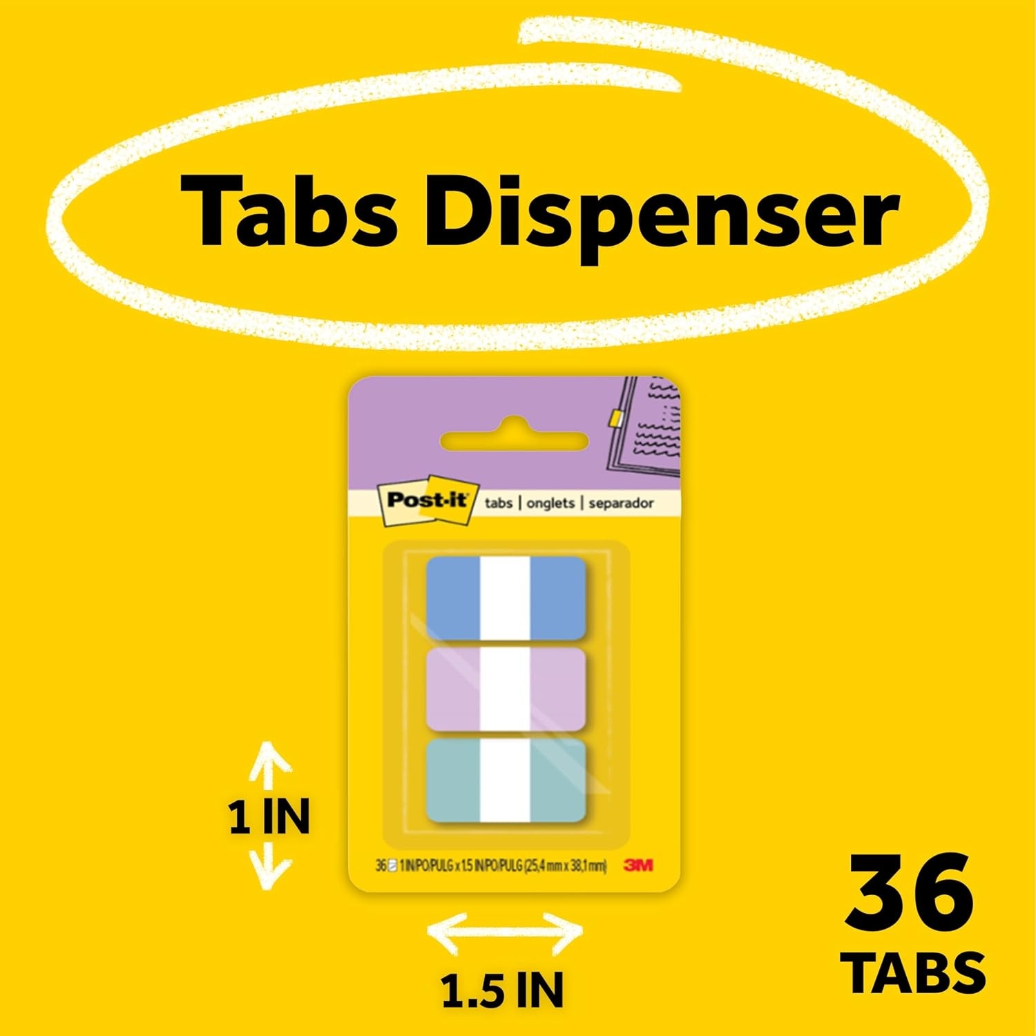 image:imagePostit Sticky Tabs 1 in x 15 in 3 Pads of Book Tabs in Assorted Cool Pastel Colors for Bookmarking Annotating Reading and Reminders Blue Purple and Green Colors 36 Total CountCool Pastels