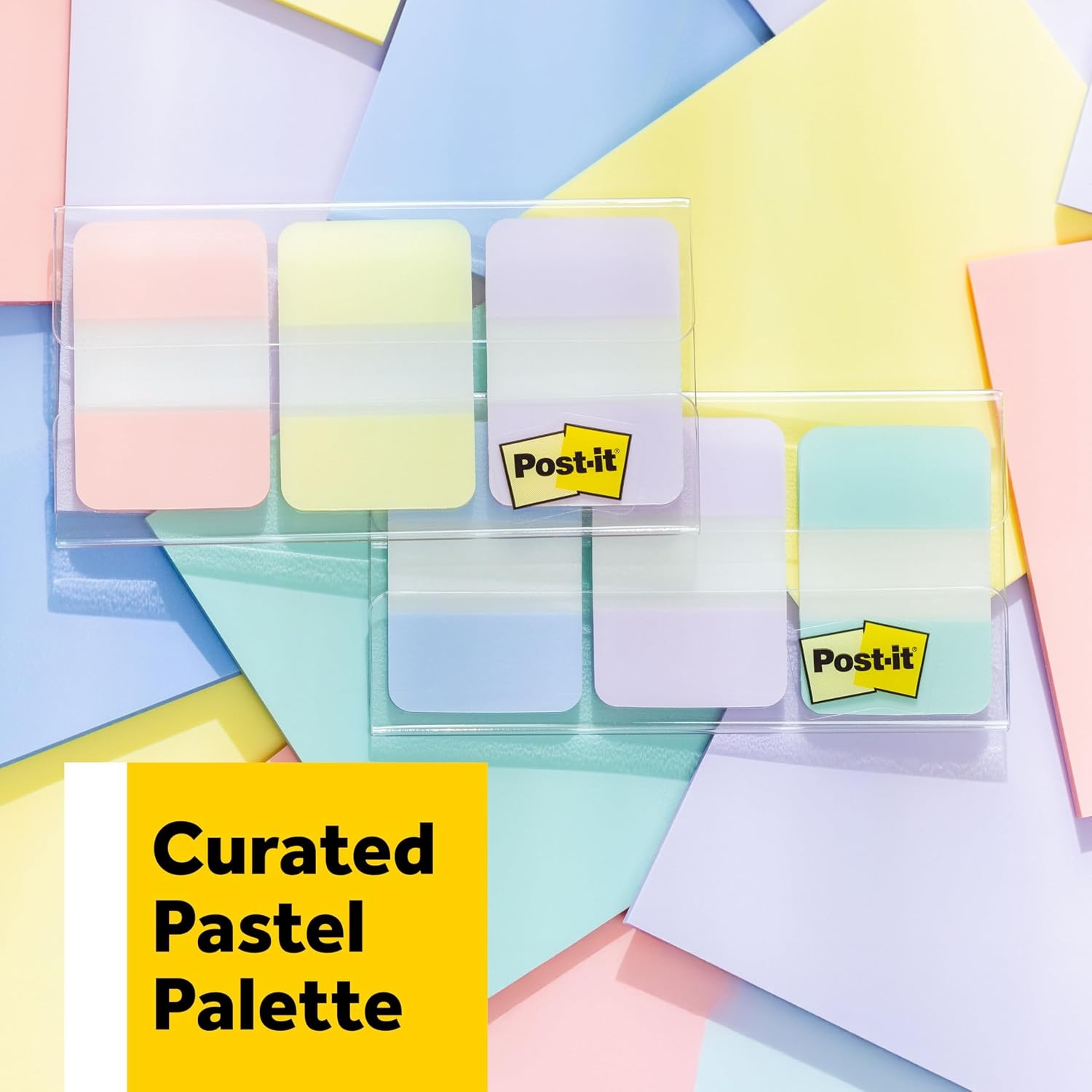 image:imagePostit Sticky Tabs 1 in x 15 in 3 Pads of Book Tabs in Assorted Cool Pastel Colors for Bookmarking Annotating Reading and Reminders Blue Purple and Green Colors 36 Total CountCool Pastels