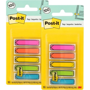 image:imagePostit Arrow Flags 047 in x 17 in One Dispenser with 100 Count Assorted Bright Colors Sticky Tabs Per Dispenser Removable Page Markers for Planners Journals and Calendars 100 Flags Total047 x 28  100 Count Pack of 2