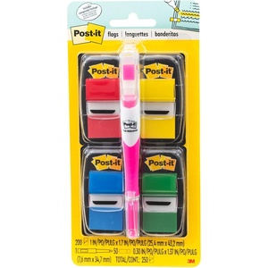 image:imagePostit Flags Value Pack 50Dispenser 4 DispensersPack 1 in Wide Assorted Colors Includes Free Flags  Highlighter200 Flags with Highlighter