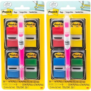 image:imagePostit Flags Value Pack 50Dispenser 4 DispensersPack 1 in Wide Assorted Colors Includes Free Flags  Highlighter200 Flags with Highlighter Pack of 2