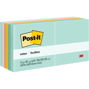 image:imagePostit Notes 3 in x 3 in 12 Sticky Note Pads 100 Sheets per Pad Beachside Caf Collection School Supplies and Office Products