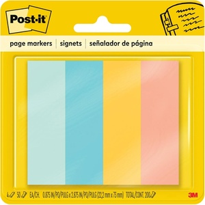 image:imagePostit Page Markers 0875 in x 2875 in Ideal for Temporary Marking and Noting in Books Assorted Colors 4 Pads 50 Sheets Per Pad 200 Page Markers Total