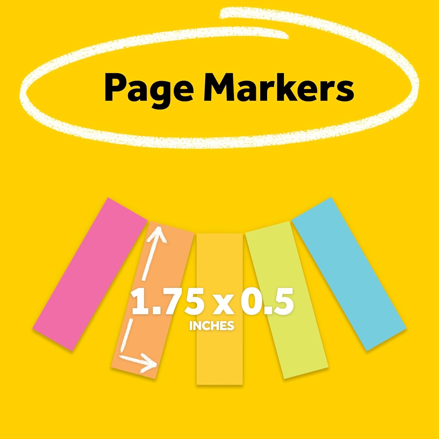 image:imagePostit Page Markers Assorted Colors 12 in x 2 in 50 SheetsPad 5 PadsPack 6705AF05 x 175 in