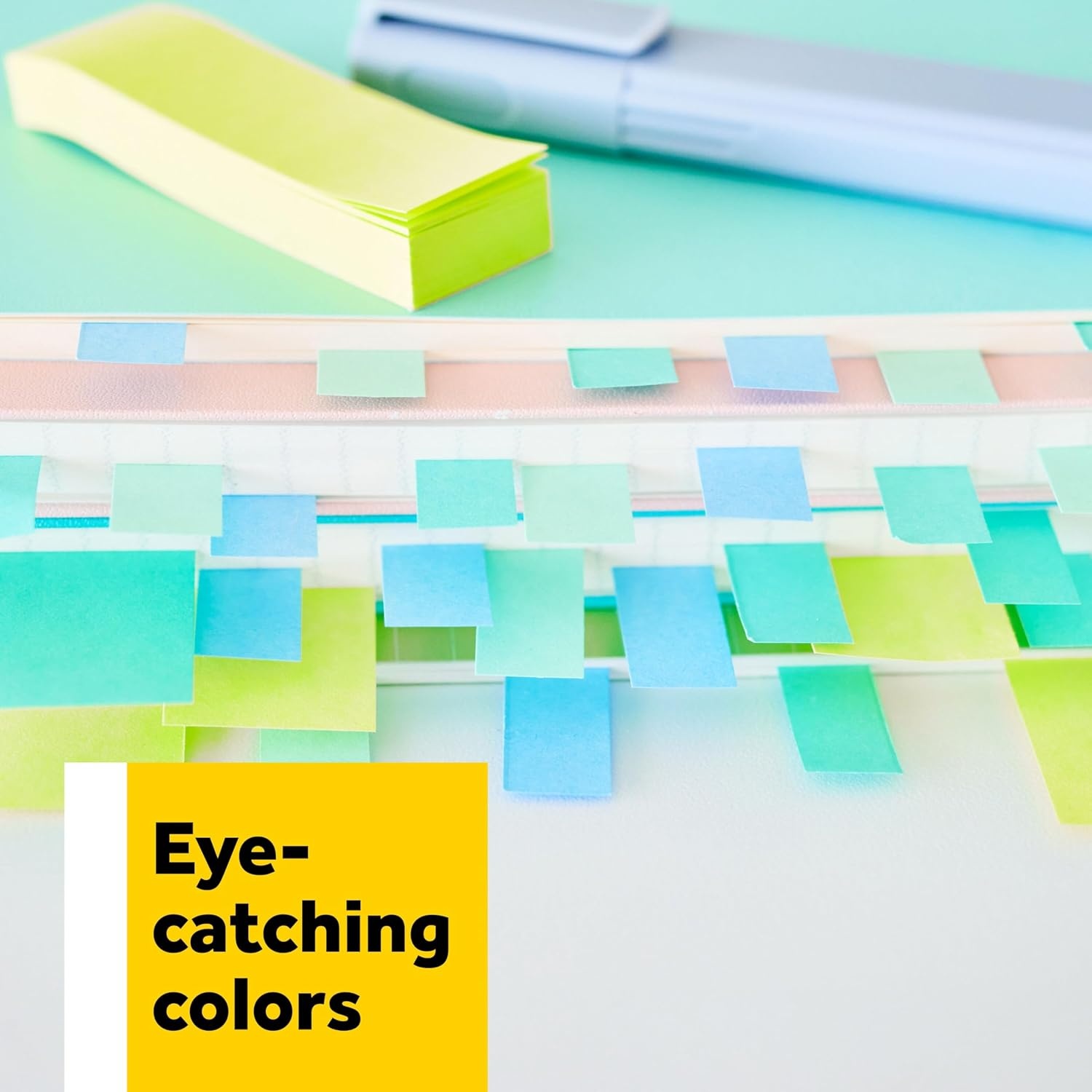 image:imagePostit Page Markers Assorted Colors 12 in x 2 in 50 SheetsPad 5 PadsPack 6705AF05 x 175 in
