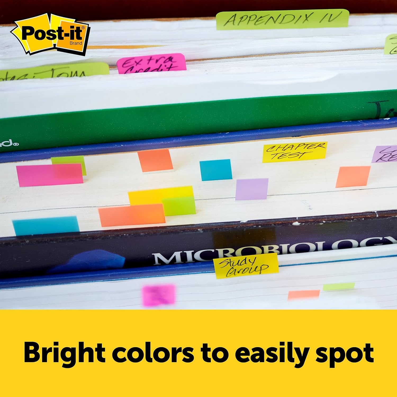 image:imagePostit Page Markers Assorted Colors 12 in x 2 in 50 SheetsPad 5 PadsPack 6705AF05 x 2 in