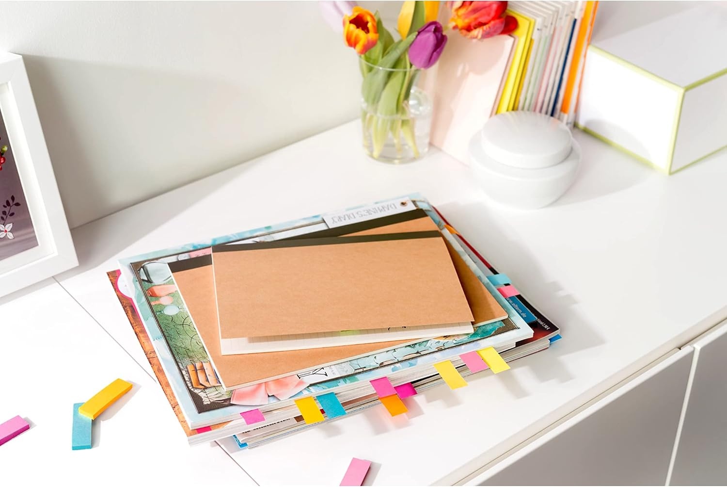 image:imagePostit Page Markers Assorted Colors 12 in x 2 in 50 SheetsPad 5 PadsPack 6705AF05 x 2 in