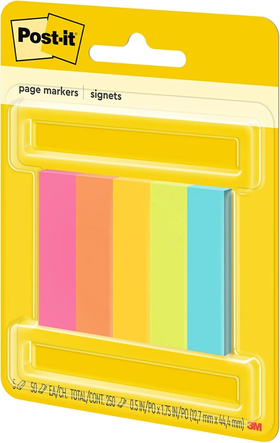 image:imagePostit Page Markers Assorted Colors 12 in x 2 in 50 SheetsPad 5 PadsPack 6705AF05 x 2 in
