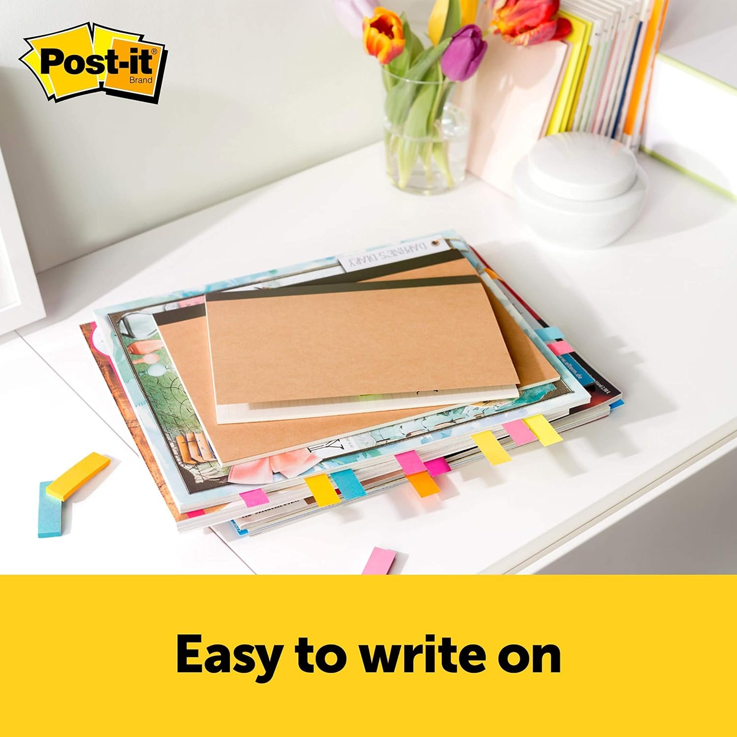 image:imagePostit Page Markers Assorted Colors 12 in x 2 in 50 SheetsPad 5 PadsPack 6705AF05 x 2 in
