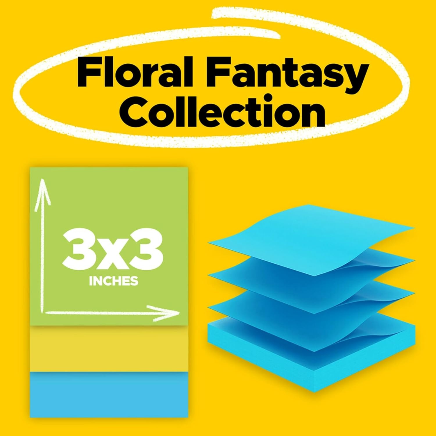 image:imagePostit Popup Notes 18 Sticky Note Pads 3 x 3 in School Supplies Office Products Accordion Sticky Notes Work with PopUp Note Dispenser Floral Fantasy Collection18 Pads