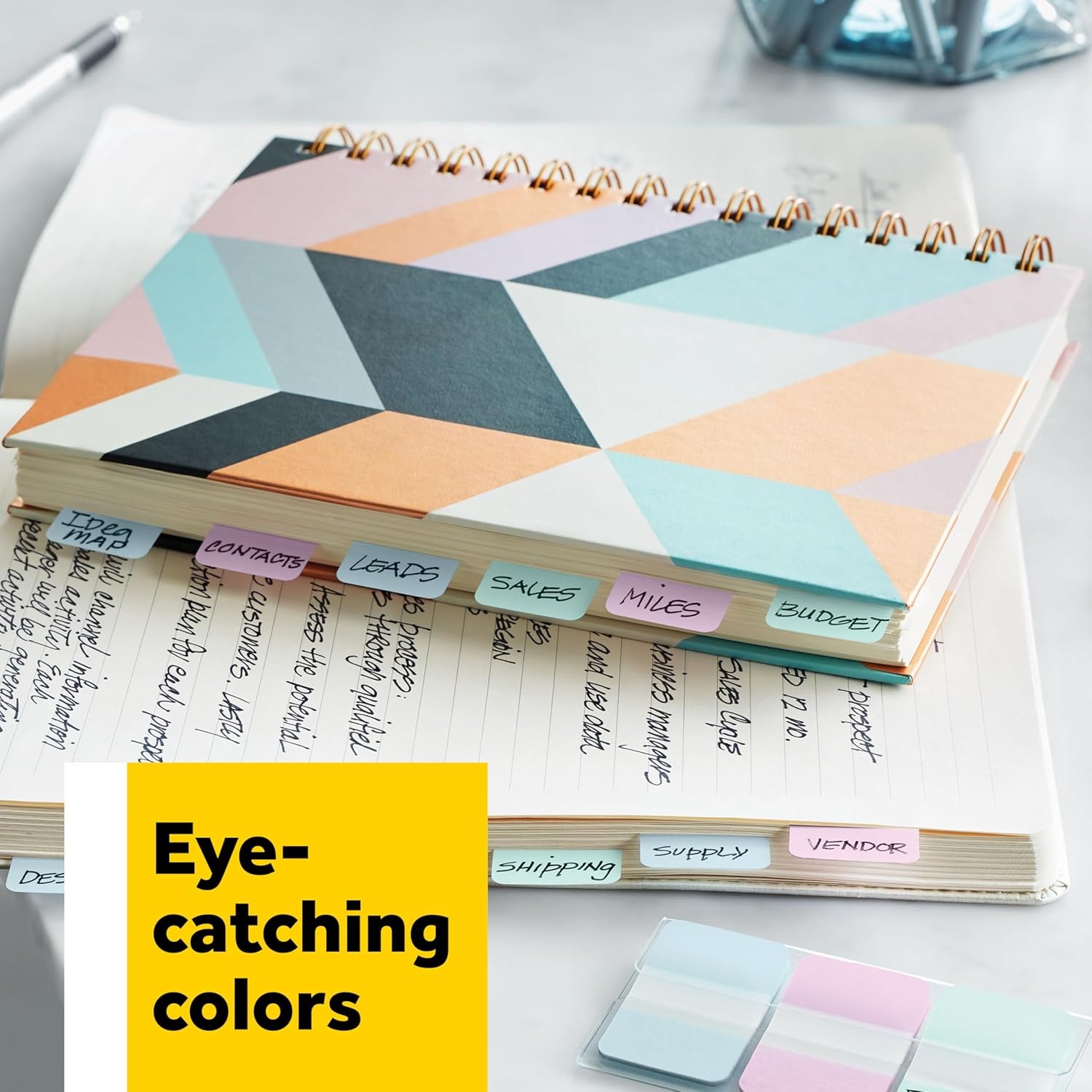 image:imagePostit Sticky Tabs 2 in x 15 in 4 Pads of Book Tabs in Assorted Primary Colors for Bookmarking Annotating Reading and Reminders Red Green Blue and Yellow 24 Total Count
