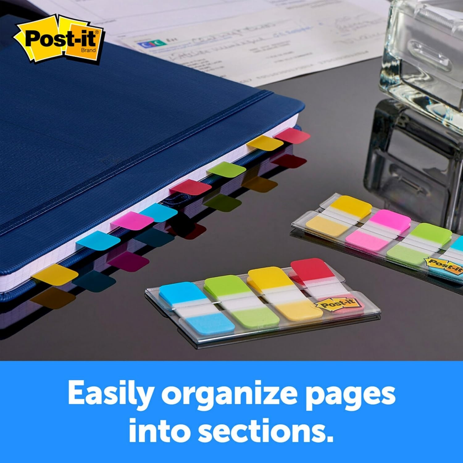 image:imagePostit Sticky Tabs 625 in x 15 in 4 Pads of Book Tabs in Assorted Bright Colors for Bookmarking Annotating Reading and Reminders Pink Purple Yellow and Blue Colors 40 Total Count04 x 28 Pack of 4