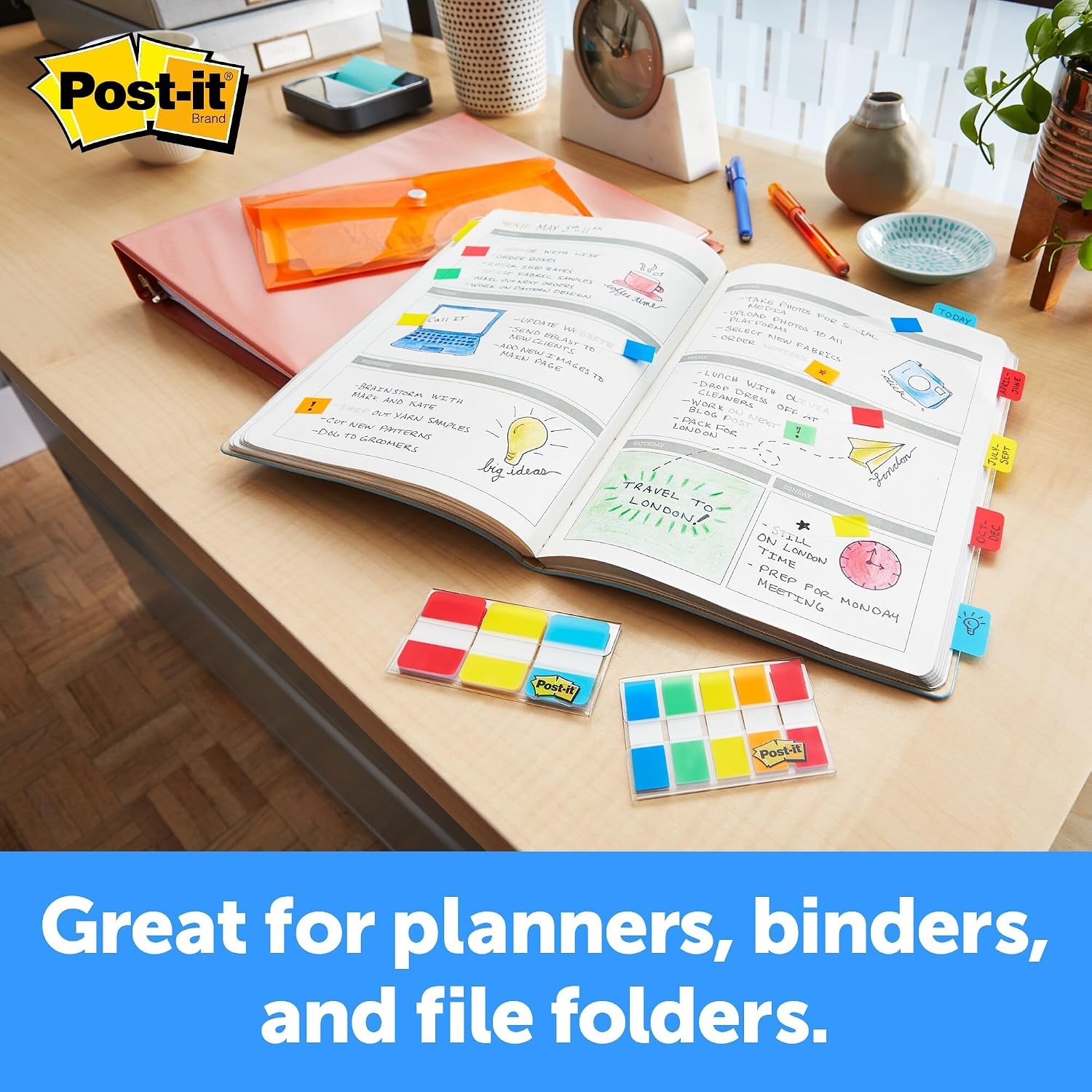 image:imagePostit Sticky Tabs 625 in x 15 in 4 Pads of Book Tabs in Assorted Bright Colors for Bookmarking Annotating Reading and Reminders Pink Purple Yellow and Blue Colors 40 Total Count04 x 28 Pack of 2