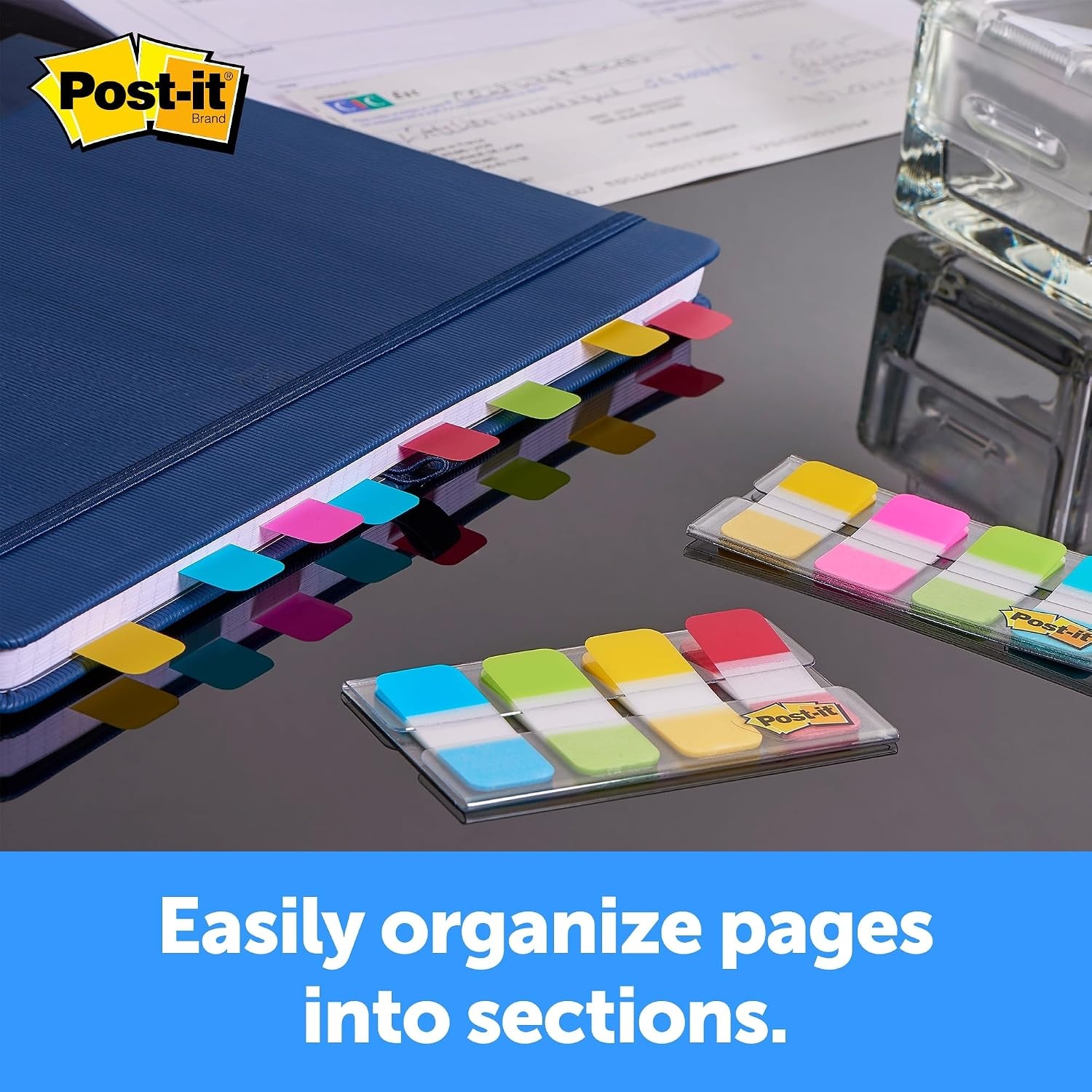 image:imagePostit Sticky Tabs 625 in x 15 in 4 Pads of Book Tabs in Assorted Bright Colors for Bookmarking Annotating Reading and Reminders Pink Purple Yellow and Blue Colors 40 Total Count04 x 28 Pack of 2