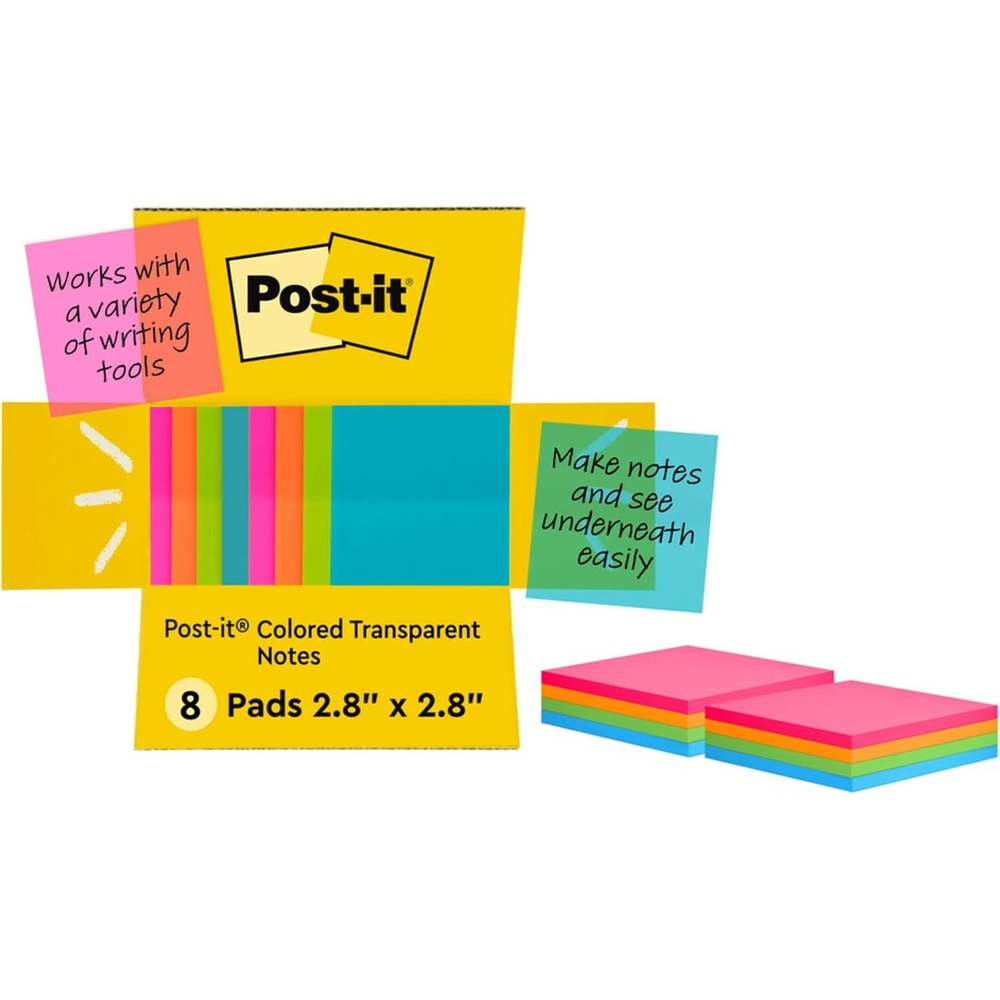 image:imagePostit Transparent Notes 28 in x 28 in Clear Sticky Notes Back to School Supplies Office Products Great for Studying 12 PadsColored Transparent