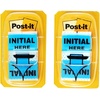 image:imagePostit Message Flags Initial Here 1 in x 17 in Two Dispensers with 50 Count Blue Sticky Tabs Per Dispenser 100 Flags Total24 Pack