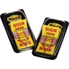 image:imagePostit Message Flags Sign Here 1 in x 17 in Two Dispensers with 50 Count Yellow Sticky Tabs Per Dispenser 100 Flags Total