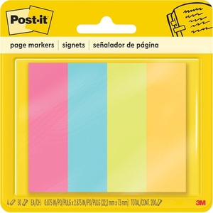 image:image3M 6714AU PostIt Page Markers Assorted Brights 50 StripsPad 4 PadsPack 1 Pack1 Pack