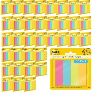 image:image3M 6714AU PostIt Page Markers Assorted Brights 50 StripsPad 4 PadsPack 1 Pack36 Pack