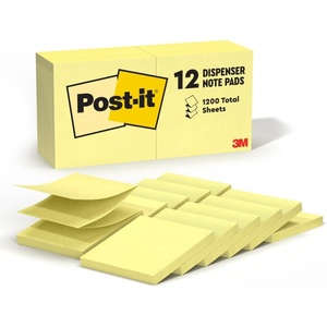 image:imagePostit Dispenser Popup Notes 3 in x 3 in Canary Yellow 12 PadsPack