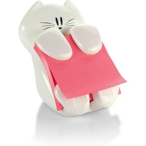 image:imagePostit Dispenser Sticky Note Holder White Cat Design Includes 45 PopUp Sheets of 3 in x 3 in Pink Sticky Notes Holder for Desk Classroom or Office SuppliesCat Dispenser