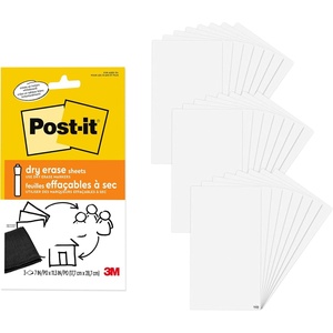 image:imagePostit Dry Erase Sheets 7 in x 113 in 30 Sheets Sticks Securely and Removes Cleanly DEFSHEETS30PK24 Sheets