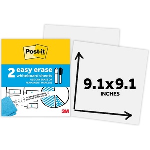 image:imagePostit Easy Erase Whiteboard Sheets 2 Pack 91 x 91 in Instant Whiteboard Use Dry Erase and Permanent Markers EESH2PKRET1 Pack