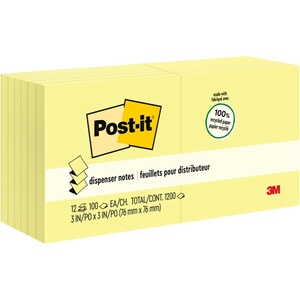 image:imagePostit Greener Recycled Popup Notes 3x3 in 12 Pads Americass 1 Favorite Sticky Notes Canary Yellow Clean Removal 100 Recycled MaterialR330RP12YW