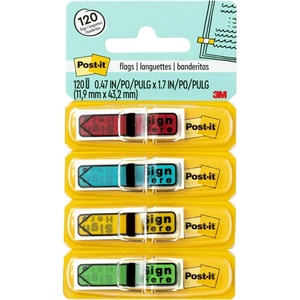 image:imagePostit Message Sign Here Flags 30Dispenser 4 DispensersPack 47 in Wide Assorted Colors 684SH02 x 28
