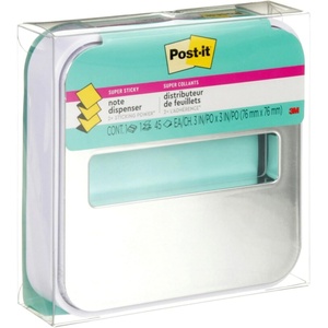 image:imagePostit Note Dispenser Sticky Note Holder White Base with Steel Top Includes 1 pad of 45 Sheets of 3 in x 3 in Aqua Splash PopUp Notes Classroom or Office Supplies12 x 43