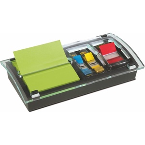 image:imagePostit Note and Flag Dispenser Sticky Note Holder Black Base with Clear Top Includes 1 Sticky Note Pad and 2 Pads of Flags Classroom or Office Supplies162 x 106