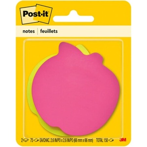 image:imagePostit Notes Apple Shape Assorted Colors 26x26 in 2 Pads 75 SheetsPad 7350APL08 x 46