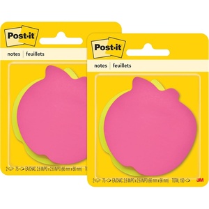 image:imagePostit Notes Apple Shape Assorted Colors 26x26 in 2 Pads 75 SheetsPad 7350APL08 x 46 Pack of 2