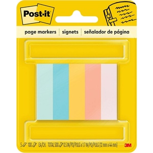image:imagePostit Page Markers 12 in X 134 in Assorted Bright Colors 100 SheetsPad 5 PadsPack 6705AF2