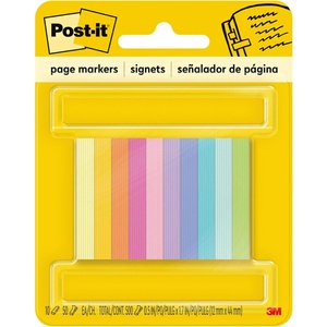 image:imagePostit Page Markers Assorted Bright Colors 12 in x 2 in 50 MarkersPad 10 PadsPack 67010AB500 Sheets
