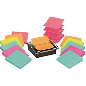 image:imagePostit Popup Note Dispenser 3x3 in Pack Includes Dispenser and 12 Pads of Assorted Color Popup Notes R33012WDVA