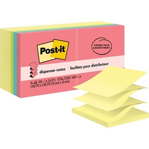 image:imagePostit Popup Notes 14 Sticky Note Pads 3 x 3 in School Supplies Office Products Accordion Sticky Notes Work with PopUp Note Dispenser Assorted ColorsCanary Yellow and Assorted Neon Colors