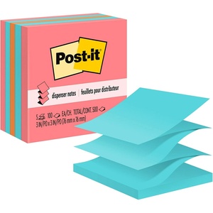 image:imagePostit Popup Notes 5 Sticky Note Pads 3 x 3 in School Supplies Office Products Accordion Sticky Notes Work with PopUp Note Dispenser Assorted Brights3x3 Inch