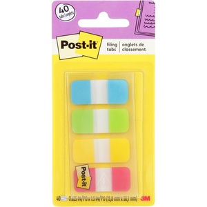 image:imagePostit Sticky Tabs 0625 in x 15 in 4 Pads of Book Tabs in Assorted Colors for Bookmarking Annotating Reading and Reminders Blue Green Yellow and Red Colors 40 Total Count04 x 28