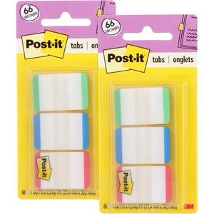 image:imagePostit Sticky Tabs 1 in x 15 in 3 Pads of Book Tabs in Assorted Primary Colors for Bookmarking Annotating Reading and Reminders Green Blue and Red 66 Total Count04 x 28 Pack of 2