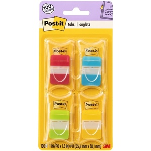 image:imagePostit Sticky Tabs 1 in x 15 in 4 Pads of Book Tabs in Assorted Colors for Bookmarking Annotating Reading and Reminders Red Blue Yellow and Green Colors 100 Total Count1