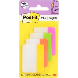image:imagePostit Sticky Tabs 2 in x 15 in 4 Pads of Book Tabs in Assorted Bright Colors for Bookmarking Annotating Reading and Reminders Yellow Pink Orange and Green 24 Total CountAssorted