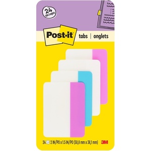 image:imagePostit Sticky Tabs 2 in x 15 in 4 Pads of Book Tabs in Assorted Colors for Bookmarking Annotating Reading and Reminders Pink White Blue and Purple Colors 24 Total Count