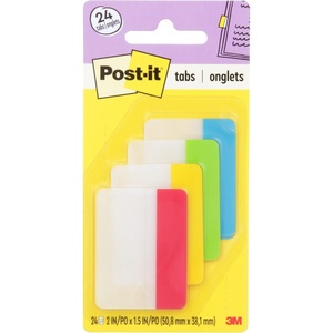 image:imagePostit Sticky Tabs 2 in x 15 in 4 Pads of Book Tabs in Assorted Primary Colors for Bookmarking Annotating Reading and Reminders Red Green Blue and Yellow 24 Total Count