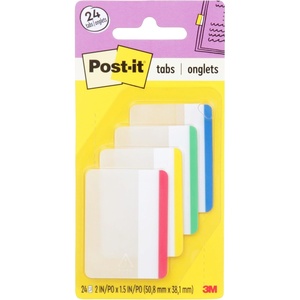 image:imagePostit Sticky Tabs 2 in x 15 in 4 Pads of Book Tabs in Assorted Primary Colors for Bookmarking Annotating Reading and Reminders Red Yellow Green and Blue Colors 24 Total CountBeigeGreenRedCanary Yellow