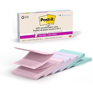 image:imagePostit Super Sticky 100 Recycled Popup Notes 3 in x 3 in 70 Sheets 6 Pads Wanderlust Collection Back to School Supplies and Office Products3 x 3