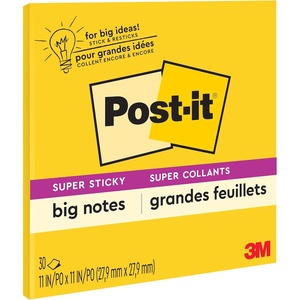 image:imagePostit Super Sticky Big Notes 11 in x 11 in Extra Large Sticky Notes Yellow 1 Pad 30 Sheets Great for Vision Boards Creative Projects Study Spaces Group Brainstorming and More11 in x 11 in  1 Pad