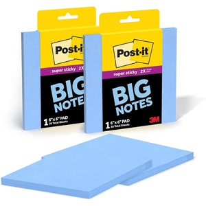 image:imagePostit Super Sticky Big Notes 6 in x 6 in Extra Large Sticky Notes Washed Denim 2 Pads 60 Sheets Total Great for Vision Boards Creative Projects Study Spaces Group Brainstorming and MoreWashed Denim