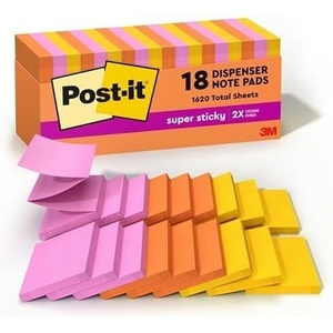 image:imagePostit Super Sticky Dispenser Popup Notes 18 Sticky Note Pads 3 x 3 in 2X the Sticking Power Back to School Supplies for Students Memo Pads for Textbooks Energy Boost Collection73 x 31 Pack of 8